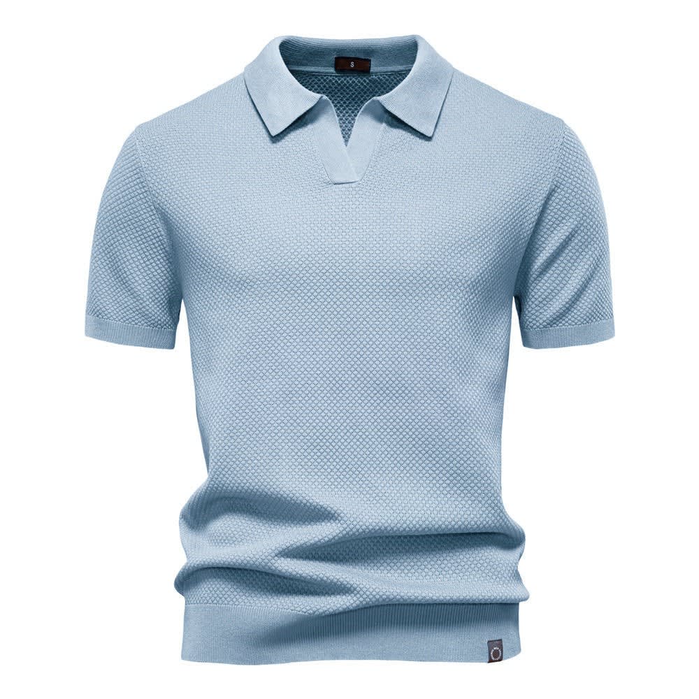 Mason Textured Open Collar Polo