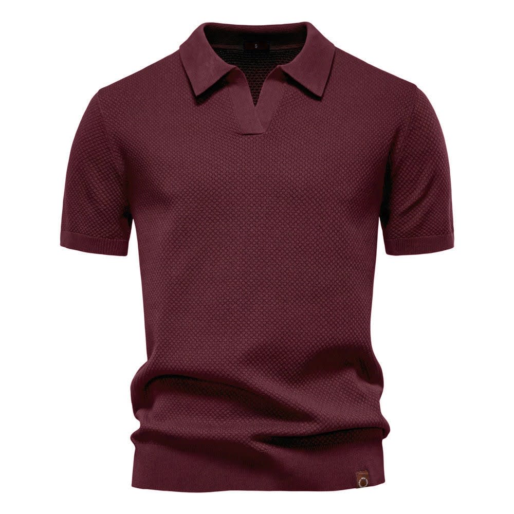 Mason Textured Open Collar Polo