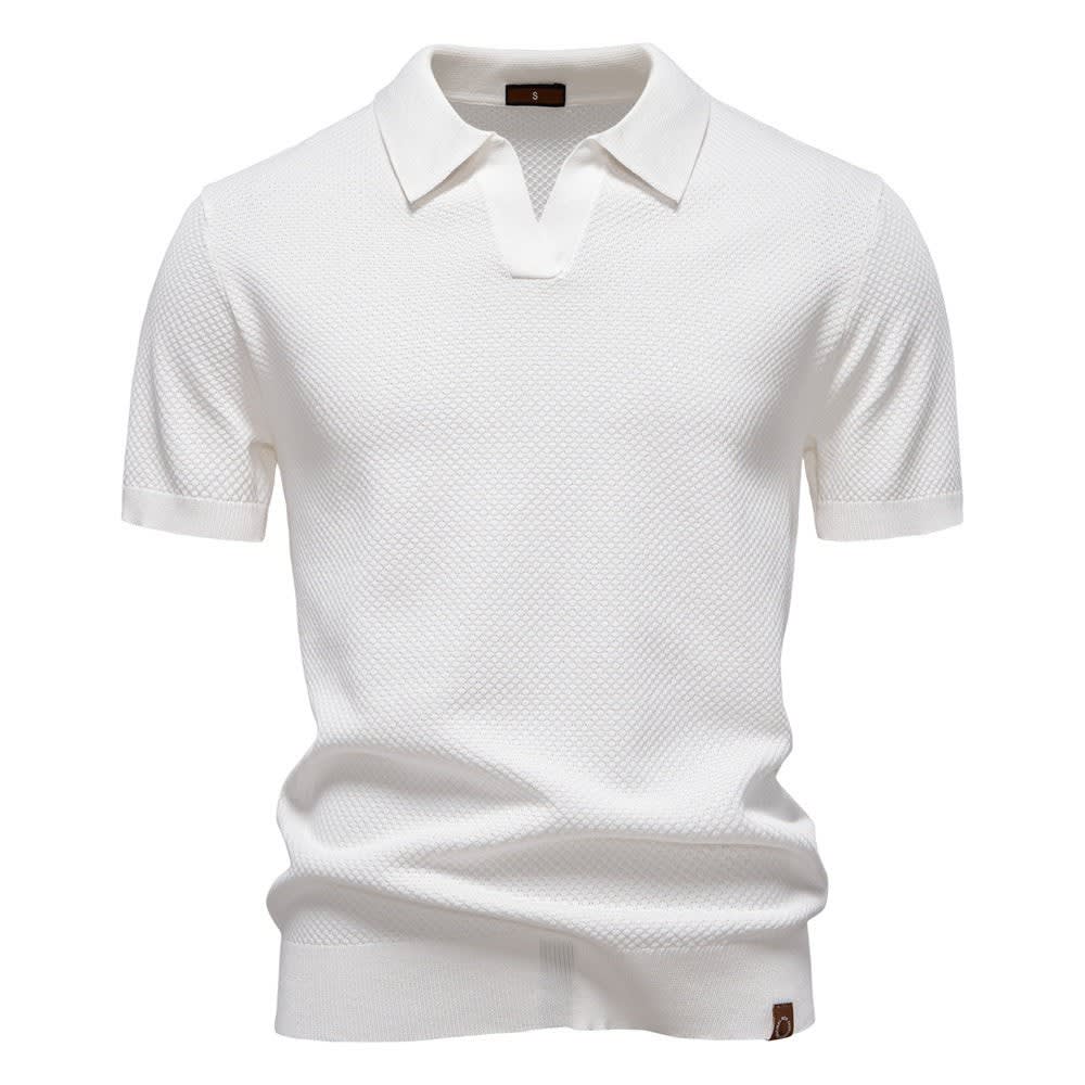 Mason Textured Open Collar Polo