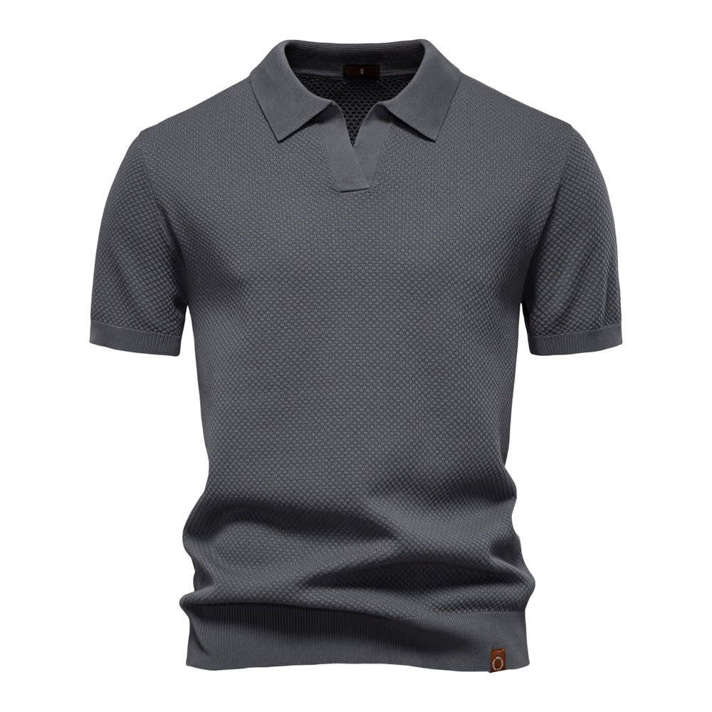Mason Textured Open Collar Polo
