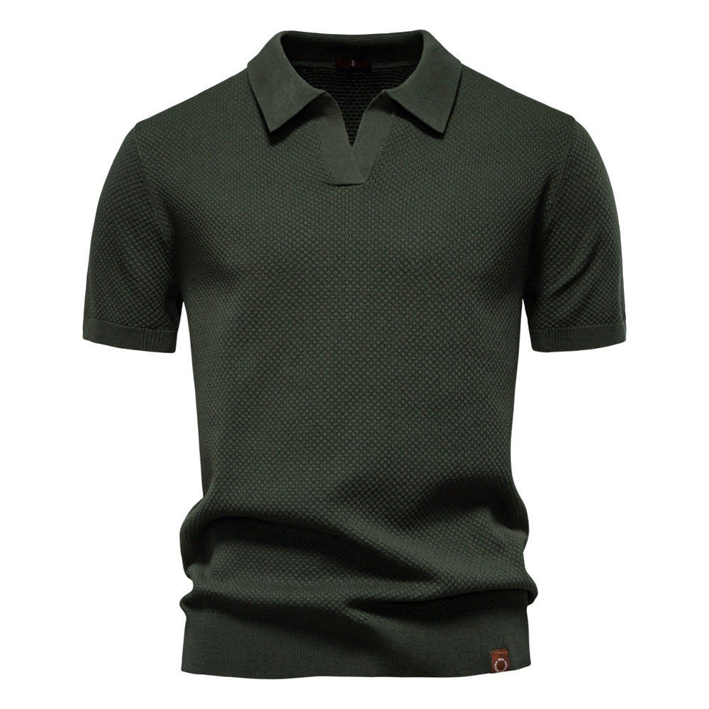 Mason Textured Open Collar Polo