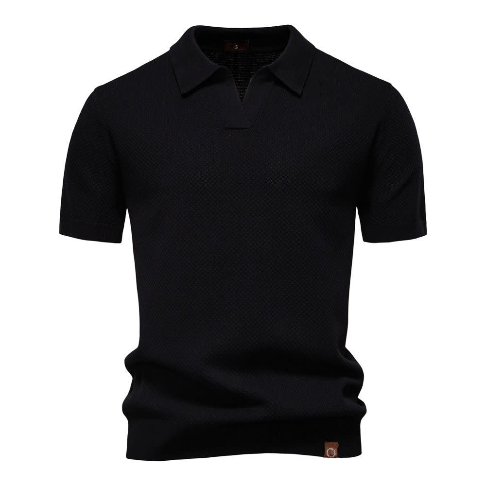 Mason Textured Open Collar Polo