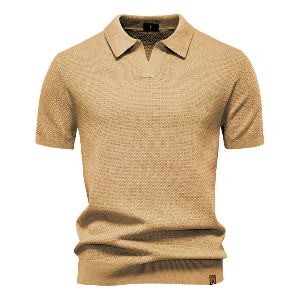 Mason Textured Open Collar Polo