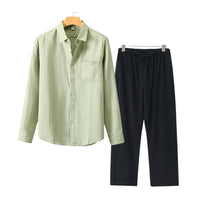 Brandt Linen Long Sleeve Two Piece Set