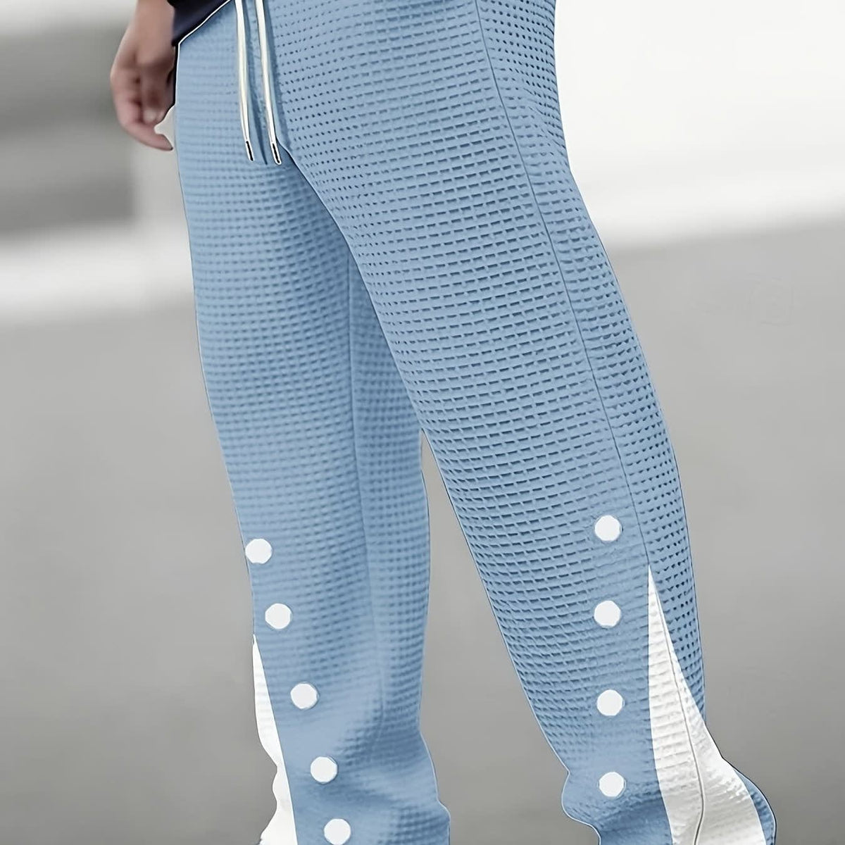 Munro Waffle Texture Side Button Trousers