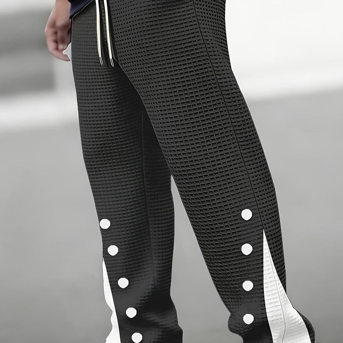 Munro Waffle Texture Side Button Trousers