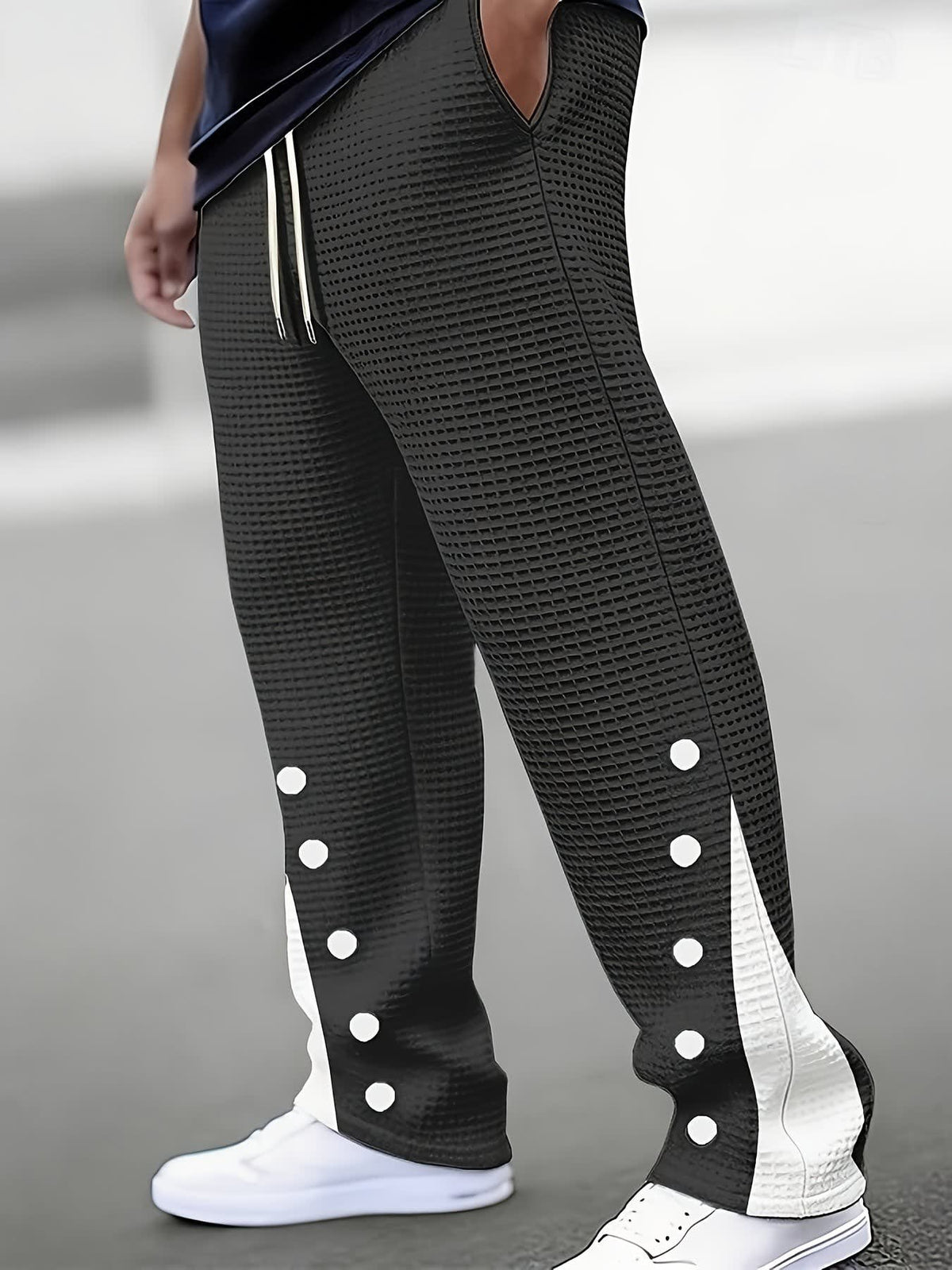 Munro Waffle Texture Side Button Trousers