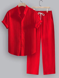 Leland Pleated Short Sleeve Shirt and Trouser Set