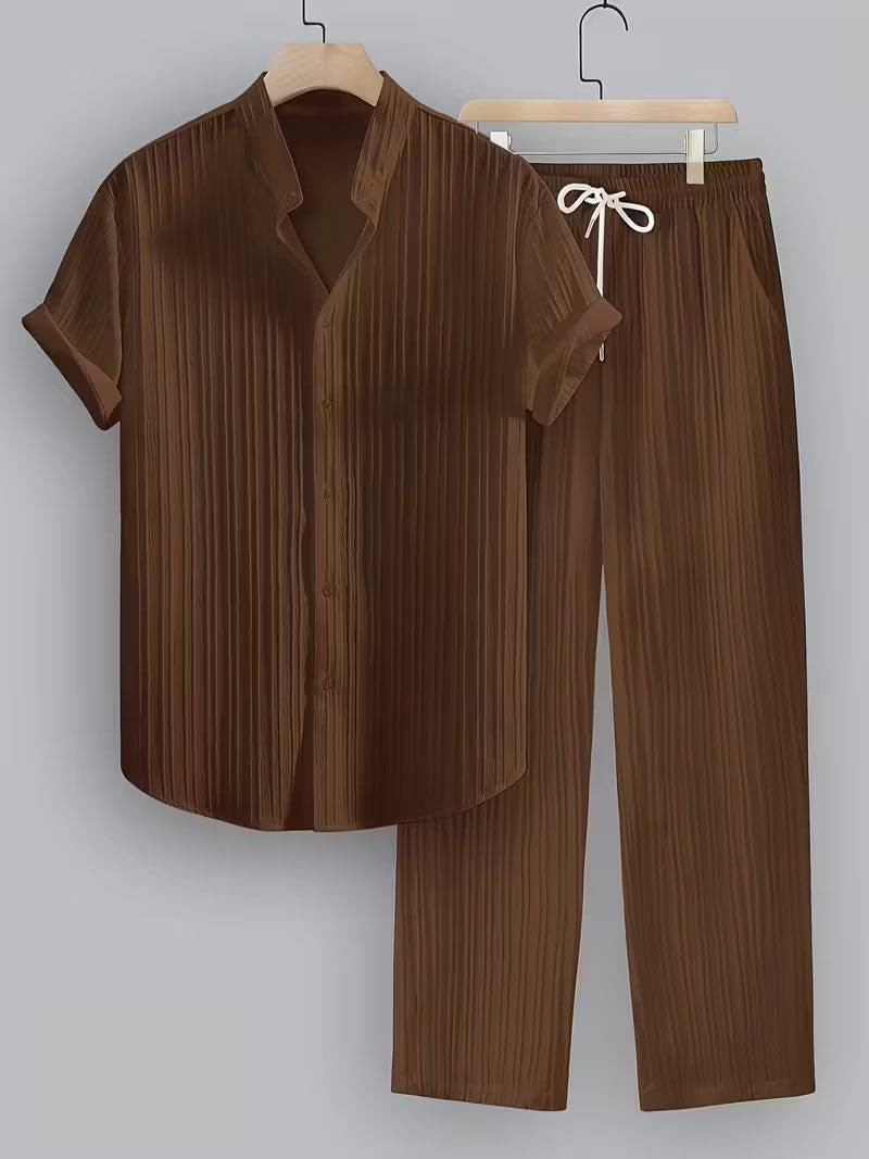 Leland Pleated Short Sleeve Shirt and Trouser Set