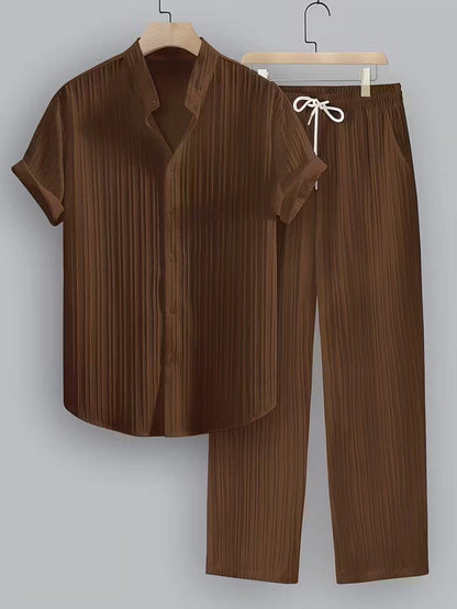 Leland Pleated Short Sleeve Shirt and Trouser Set_3