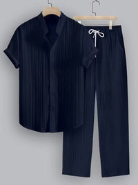 Leland Pleated Short Sleeve Shirt and Trouser Set
