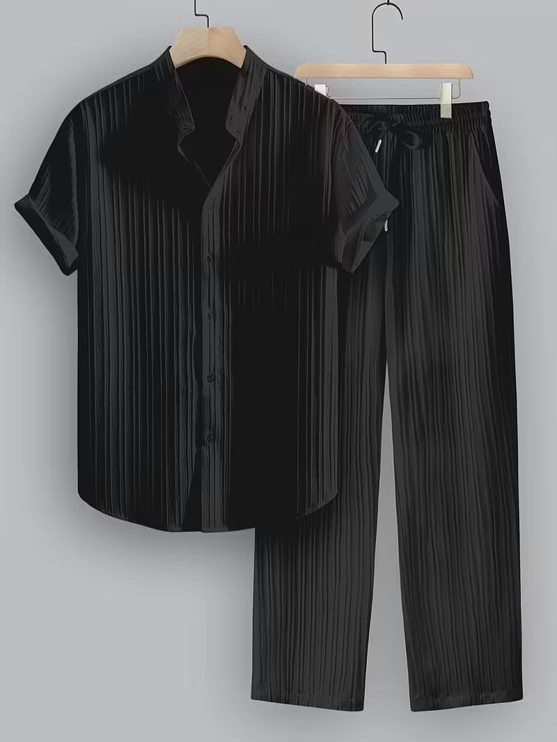 Leland Pleated Short Sleeve Shirt and Trouser Set