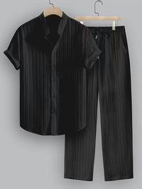 Leland Pleated Short Sleeve Shirt and Trouser Set