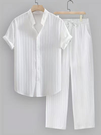 Leland Pleated Short Sleeve Shirt and Trouser Set
