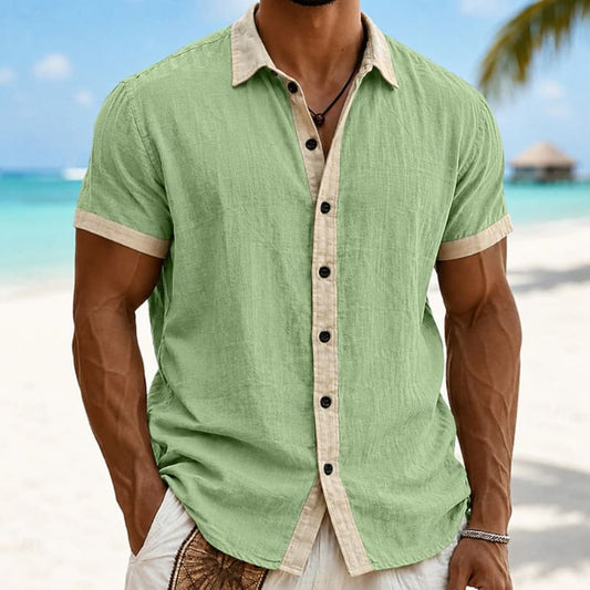 Mateo Contrast Placket Short Sleeve Shirt_1