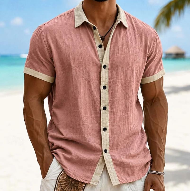 Mateo Contrast Placket Short Sleeve Shirt