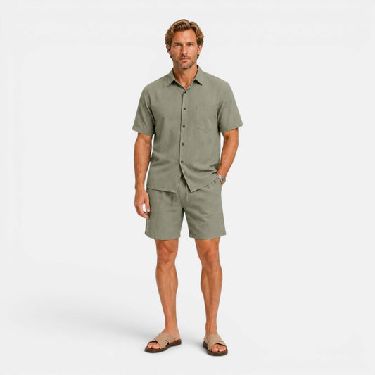 Beaumont Linen Blend Shirt and Shorts Set_1