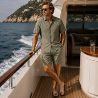 Beaumont Linen Blend Shirt and Shorts Set
