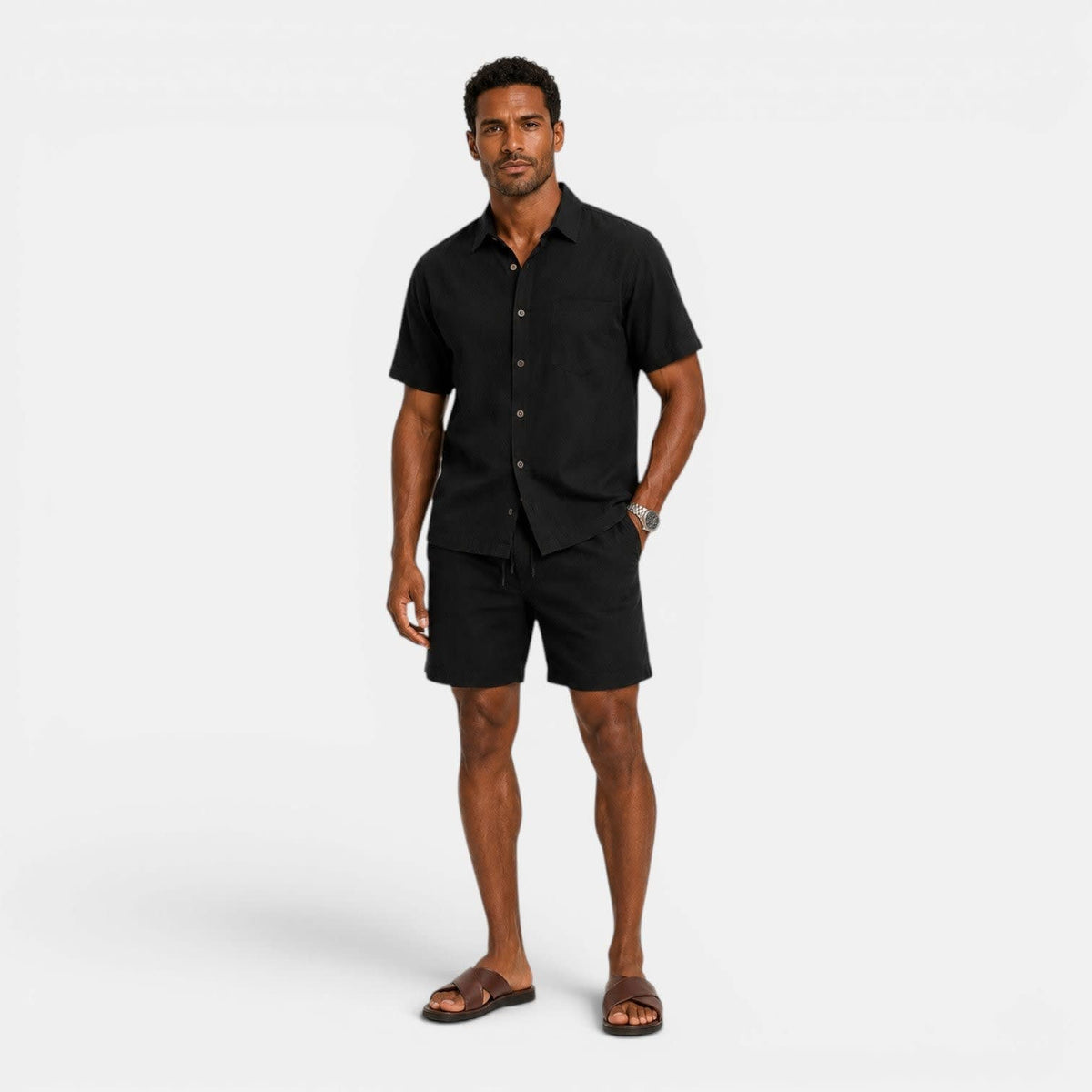Beaumont Linen Blend Shirt and Shorts Set