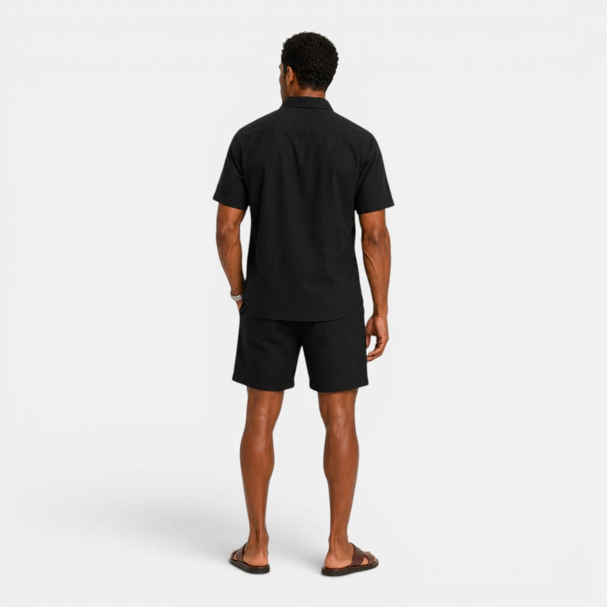 Beaumont Linen Blend Shirt and Shorts Set_5