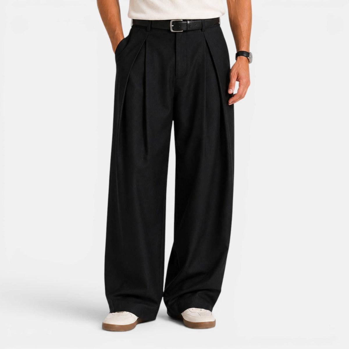 Stratton Wide Leg Pleated Trousers