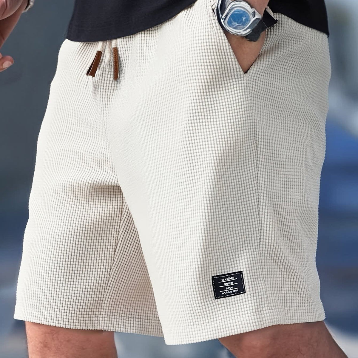 Casey Waffle Texture Drawstring Shorts