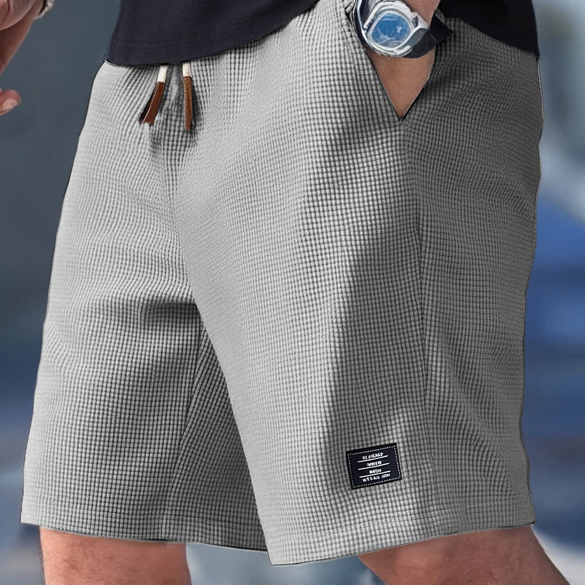 Casey Waffle Texture Drawstring Shorts