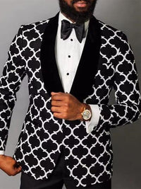 Marcus Geometric Print Shawl Lapel Suit