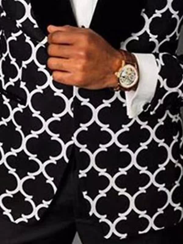 Marcus Geometric Print Shawl Lapel Suit