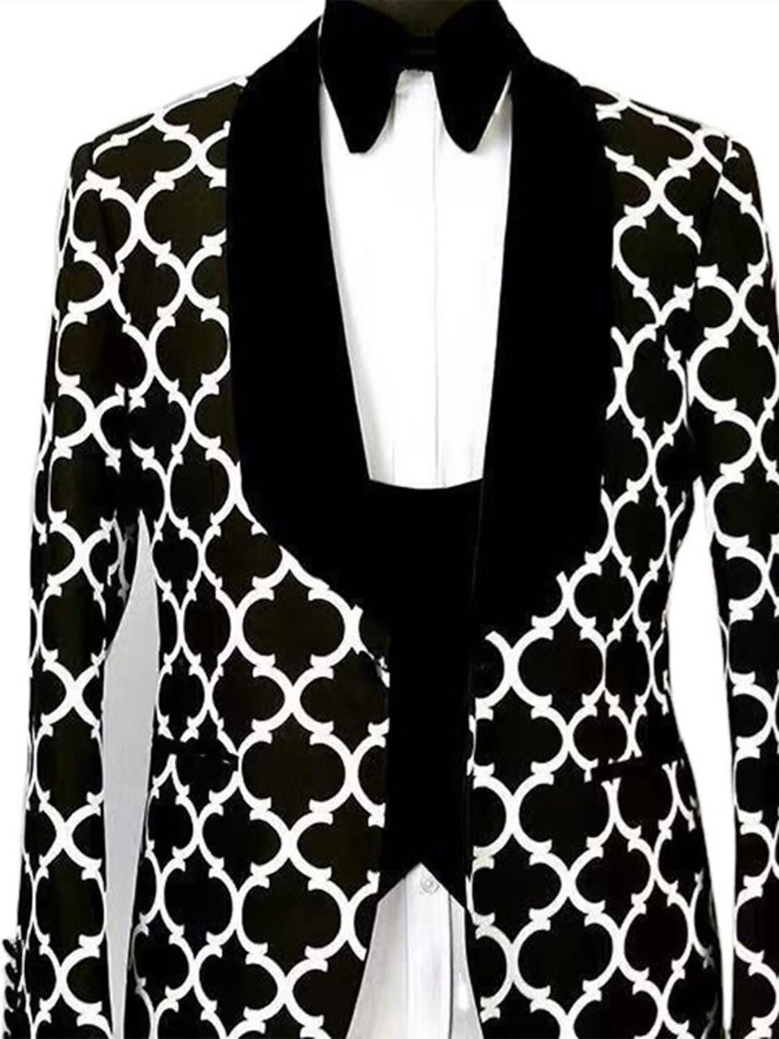 Marcus Geometric Print Shawl Lapel Suit
