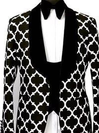 Marcus Geometric Print Shawl Lapel Suit