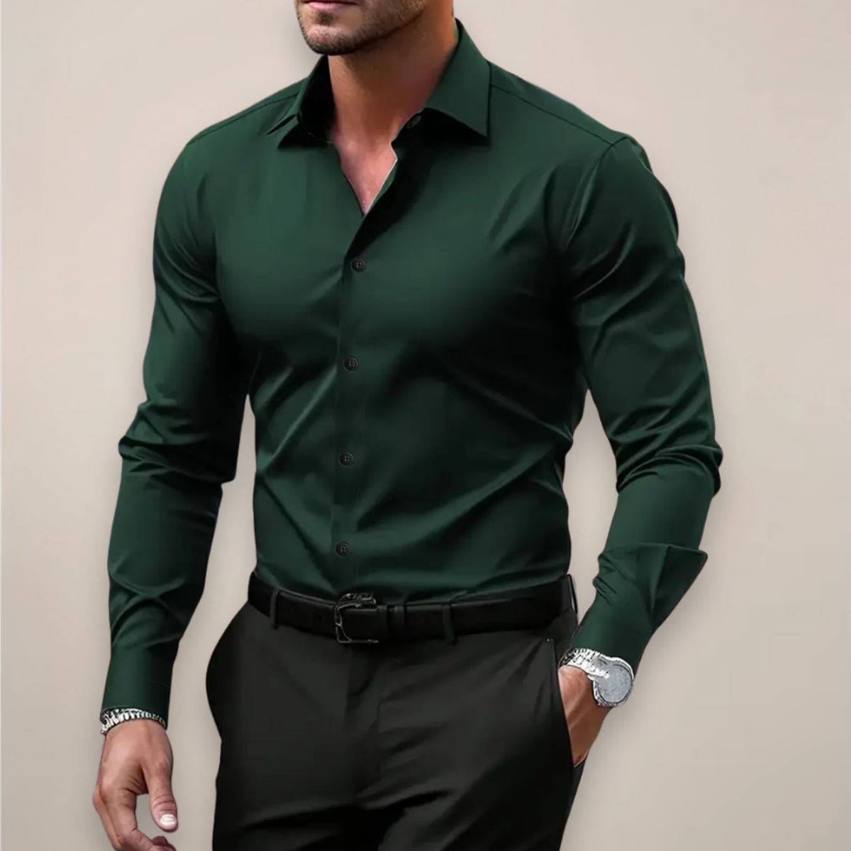 Carrick Tailored Fit Long Sleeve Dress Shirt_3