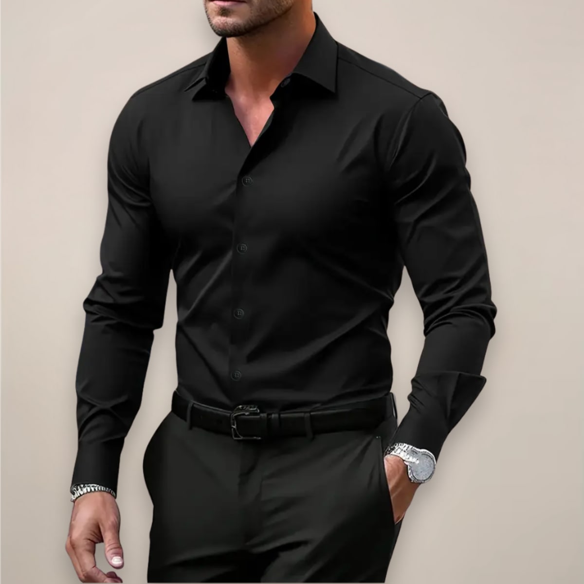Carrick Tailored Fit Long Sleeve Dress Shirt_6