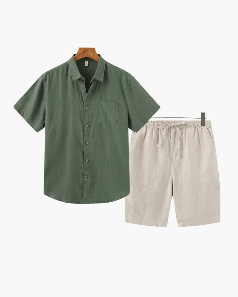 Brayden Pure Linen Shirt and Shorts Set_10