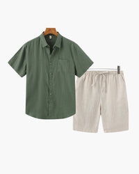 Brayden Pure Linen Shirt and Shorts Set