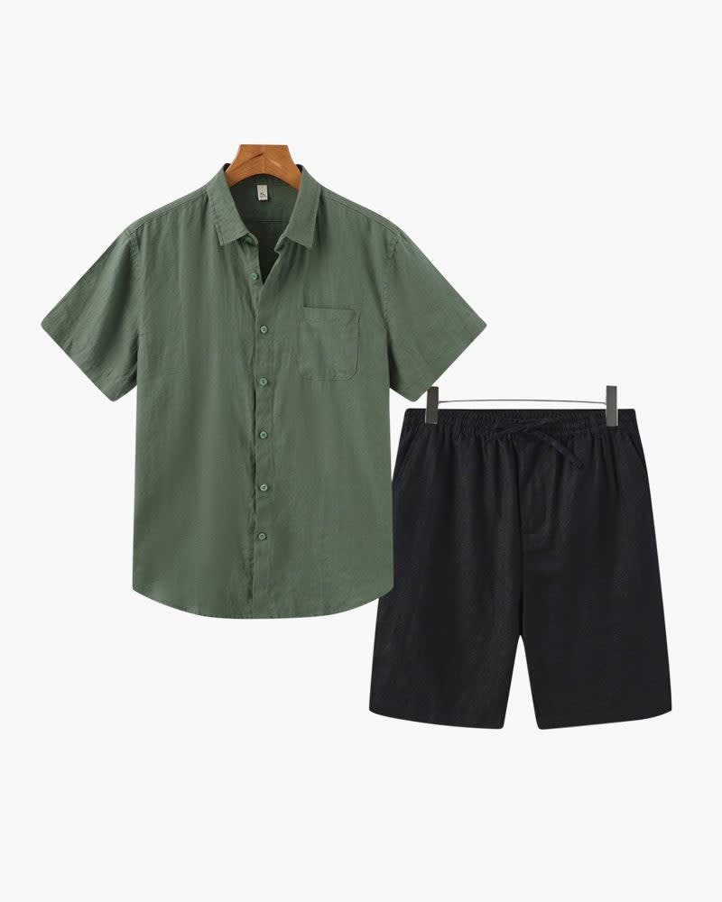 Brayden Pure Linen Shirt and Shorts Set