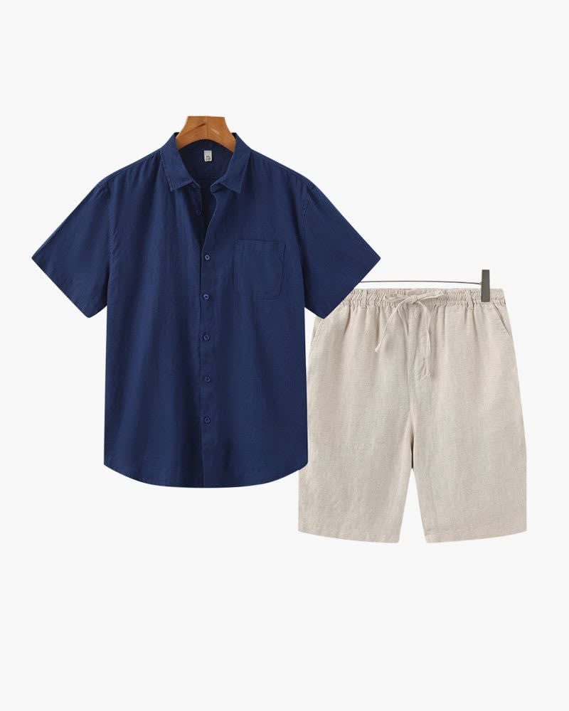 Brayden Pure Linen Shirt and Shorts Set