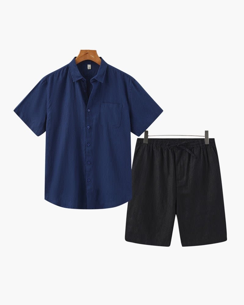 Brayden Pure Linen Shirt and Shorts Set