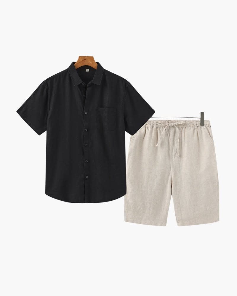 Brayden Pure Linen Shirt and Shorts Set