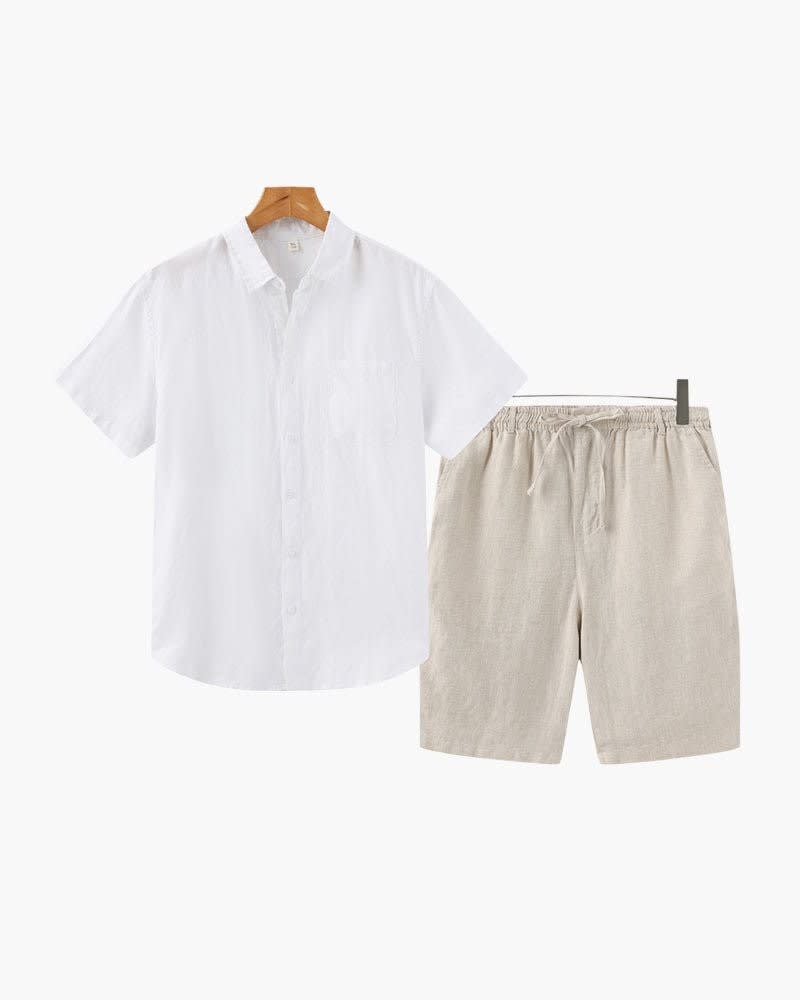 Brayden Pure Linen Shirt and Shorts Set_15
