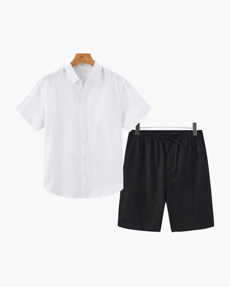 Brayden Pure Linen Shirt and Shorts Set