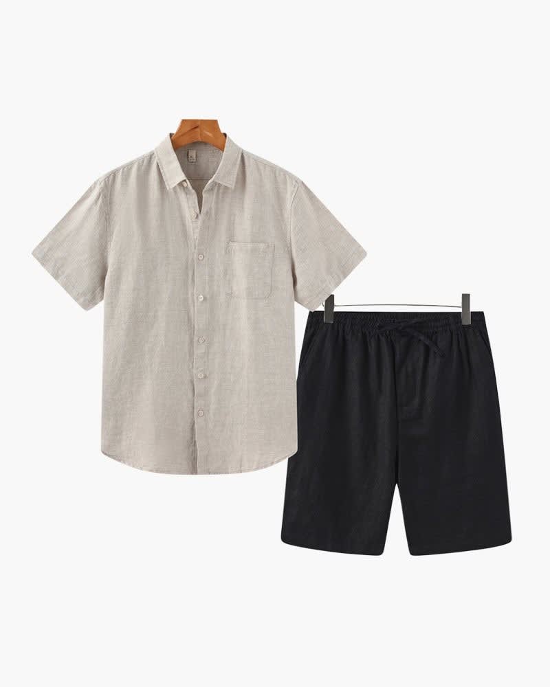 Brayden Pure Linen Shirt and Shorts Set