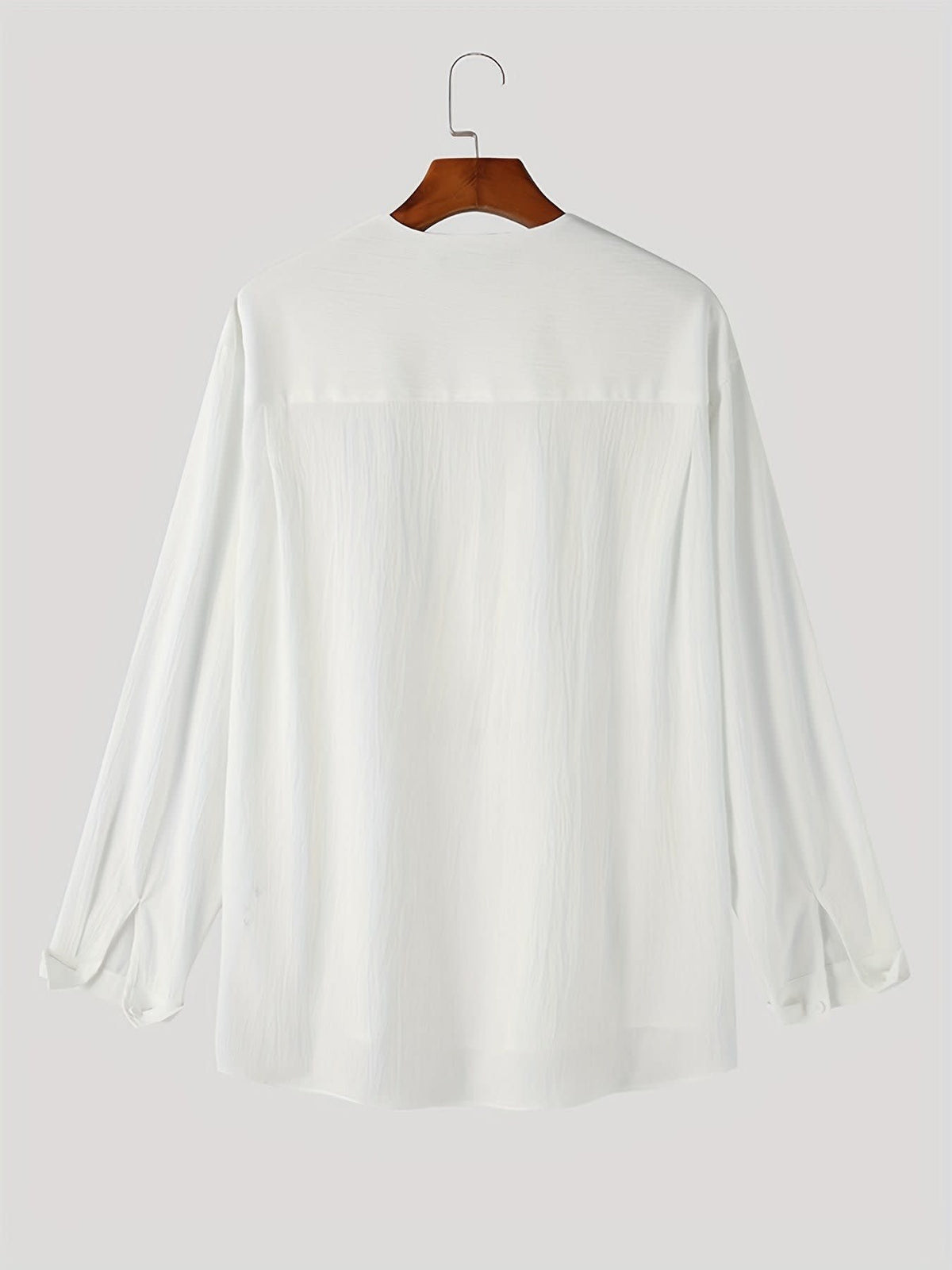 Malachi Textured Collarless V Neck Shirt