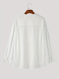 Malachi Textured Collarless V Neck Shirt