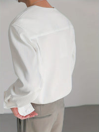 Malachi Textured Collarless V Neck Shirt