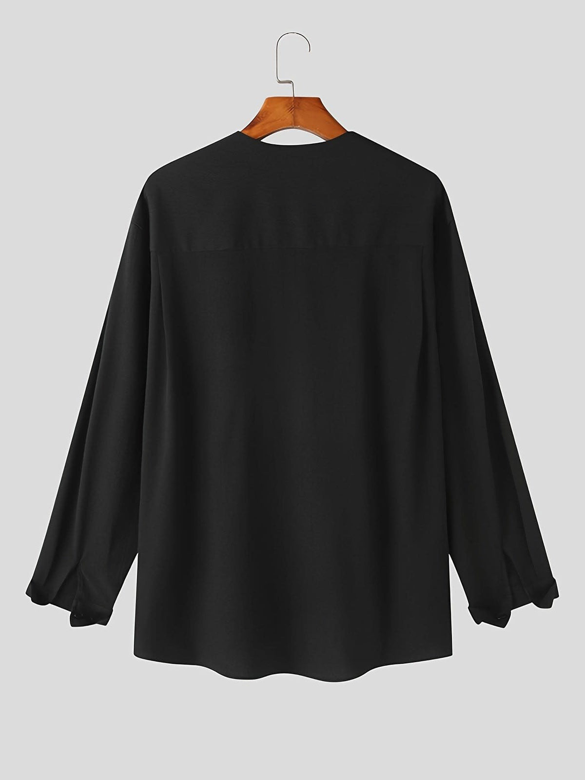 Malachi Textured Collarless V Neck Shirt