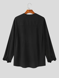 Malachi Textured Collarless V Neck Shirt