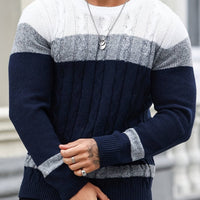 Edison Color Block Cable Knit Sweater