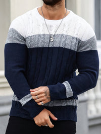 Edison Color Block Cable Knit Sweater