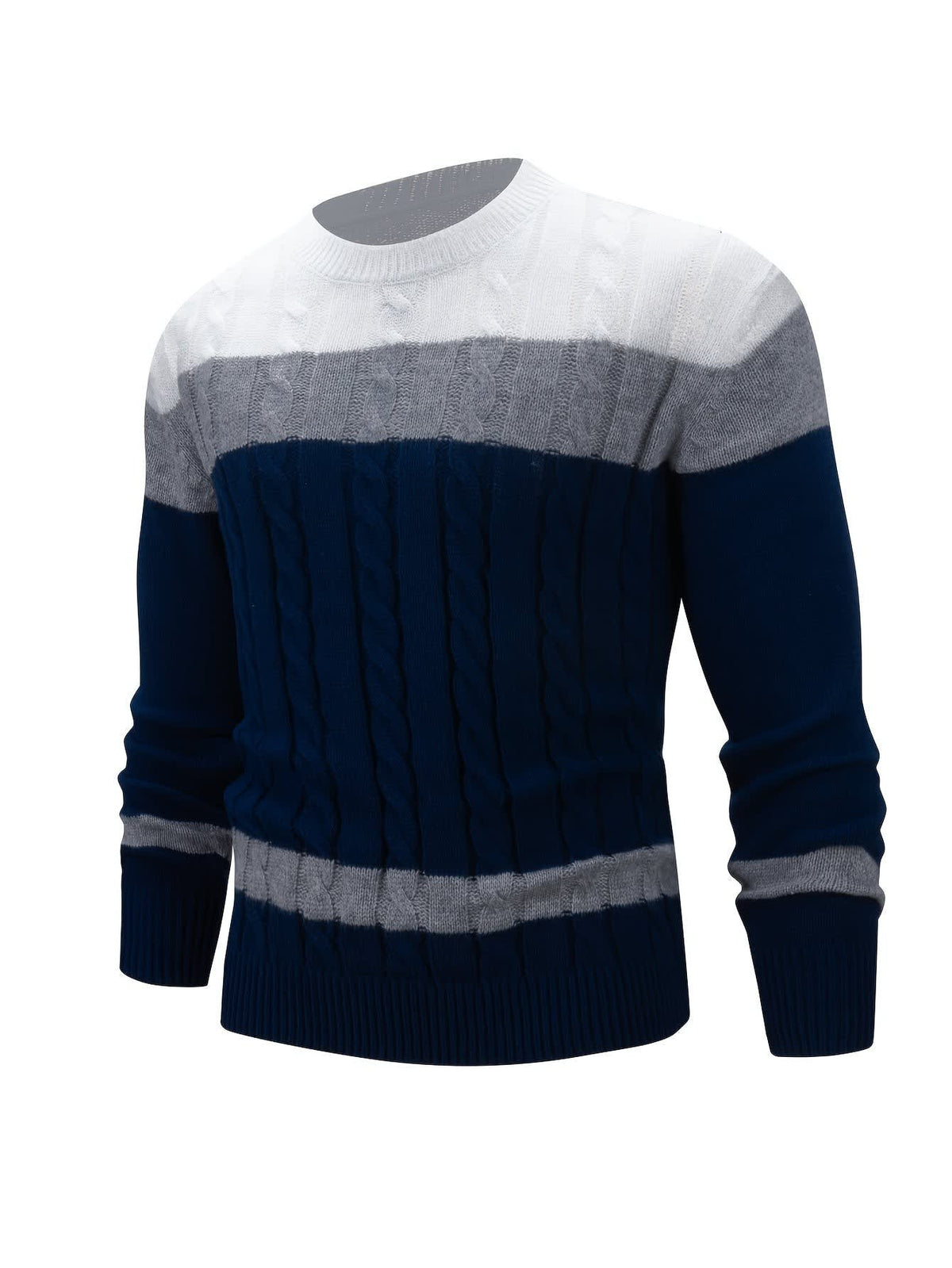 Edison Color Block Cable Knit Sweater